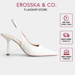 Erosska - Giày cao gót dáng Slingback mũi nhọn màu trắng cao 9cm - EH041