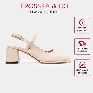 Erosska - Giày cao gót nữ mary jane phối hạt ngọc kiểu dáng thanh lịch màu kem cao 6cm  - EL038