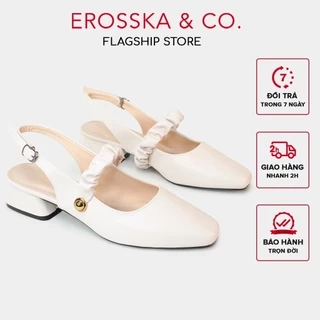 Erosska - Giày cao gót quai ngang nhún ngọc cài hậu cao 3cm _ EL024