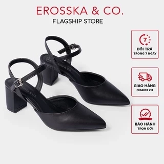 Erosska - Giày cao gót  thời trang mũi nhọn phối dây hở gót cao 5cm - EH015