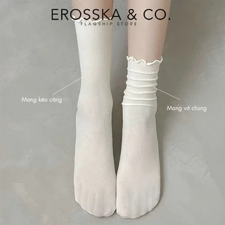 Erosska - Tất cổ cao, vớ cotton nữ trơn kiểu dáng basic, chất liệu thoáng khí