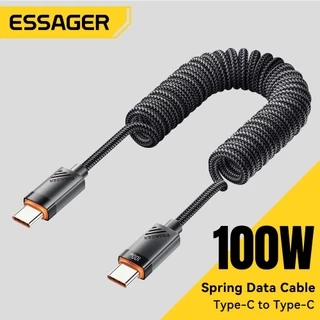 Cáp sạc lò xo ESSAGER 60W / 100W Type C Type C sang Type C Cáp dữ liệu sạc xe hơi
