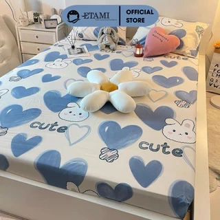 Bộ ga giường cotton poly 3 món nhiều mẫu Thỏ Tim Xanh