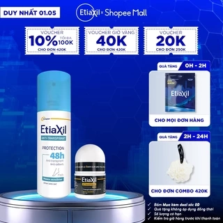 Combo lăn khử mùi mồ hôi dành cho nam giới Etiaxil Men 15ml và xịt khử mùi hôi chân Etiaxil 100ml