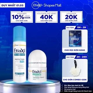 Combo Xịt Khử Mùi Hàng Ngày Etiaxil 150ml và Lăn Khử Mùi Ngăn Mồ Hôi Etiaxil 15ml (nhãn nâu)