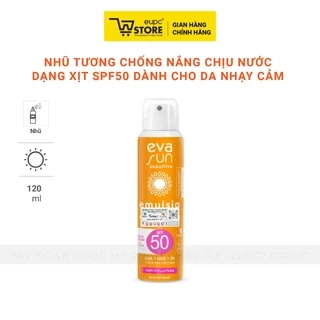 Nhũ Tương Chống Nắng Chịu Nước Dạng Xịt SPF50 Eva Sun 120ml Dành Cho Da Nhạy Cảm EUPC STORE