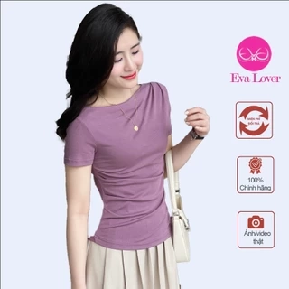 Áo thun nữ lệch vai Evalover – Nhún eo gấu vát, vải cotton co giãn 4 chiều