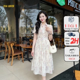 Váy Hoa Cổ Đức Mã 278 Kiểu Dáng Xòe, Phối Cúc, Vải Thô Boil Mềm Mát Kiểu Dáng Thanh Lịch