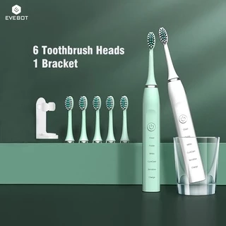 Bàn chải đánh răng điện tử EVEBOT 6 đầu + 1 giá đỡ gắn tường