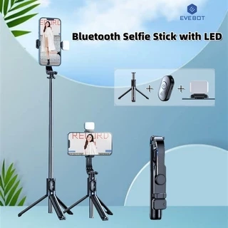 Evebot Gậy selfie Bluetooth đa chức năng với đèn LED, điều khiển từ xa Bluetooth, chân máy ảnh, ảnh tự sướng hoặc phát trực tiếp, dễ mang theo