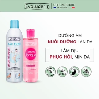 Bộ Xit khoáng Evoluderm Atomiseur Eau Pure 400ml và Nước hoa hồng Evoluderm cho da nhạy cảm 250ml