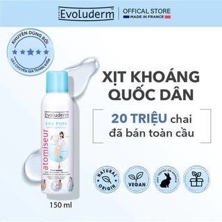 Combo Xịt khoáng và kem dưỡng ẩm, làm dịu và bảo vệ da Evoluderm Atomiseur Eau Pure 150ml