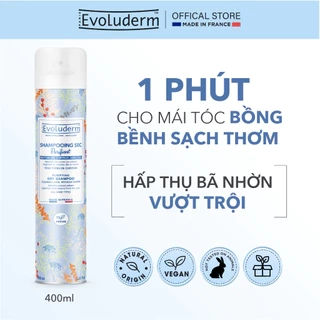 Dầu gội khô Evoluderm không xả lại với nước làm sạch tóc và da đầu cho mái tóc bồng bềnh hương thơm quyến rũ 400ml