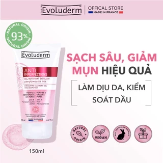 Gel tẩy tế bào chết và rửa mặt Evoluderm giúp che khuyết điểm, ngừa mụn đầu đen dành cho da dầu mụn 150ml