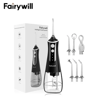 Máy tăm nước cầm tay FAIRYWILL có 2 đầu vòi thay thế với bể chứa nước dung tích 300ml
