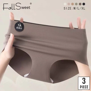 Fallsweet Combo 3 7A Mulberry Silk Quần Lót Giữa Eo Liền Mạch Quần Đùi Nâng Hông Thoáng Khí Kháng Khuẩn Quần Lót Thể Thao Yoga