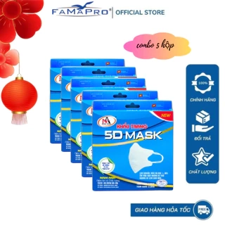 COMBO 5 HỘP Khẩu trang y tế kháng khuẩn 4 lớp Famapro VN95 [HỘP10 CÁI]