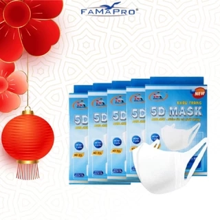 COMBO 5 HỘP Khẩu trang y tế kháng khuẩn 3 lớp Famapro 5D Mask