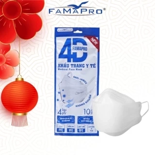Túi 4D tiêu chuẩn Khẩu trang y tế Famapro KF94 4 lớp kháng khuẩn 10 cái/Bịch