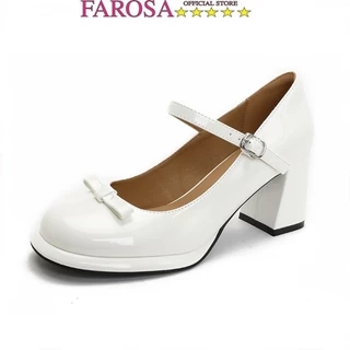 Giày cao gót dáng marry janes FAROSA -TC28 giày cuốc nữ cao 7cm phối nơ cực hót trend