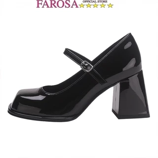 Giày cao gót nữ bít mũi quai cài gót 7cm FAROSA - C29 giày da bóng dáng merry janes sang chảnh (FORM TO)
