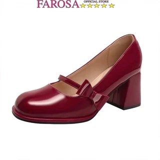 Giày cao gót nữ phối nơ trending FAROSA -H112 guốc cao gót 7cm chất da bóng lên chân cực xinh
