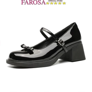 Giày Lolita nữ đế cao 5cm FAROSA -K92 giày vintage ulzzang chất da Pu bóng lên chân cực xinh