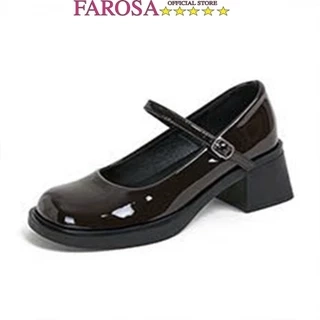 Giày Lolita nữ gót vuông 5cm FAROSA -H108 giày búp bê marry janes da bóng phong cách nhật bản