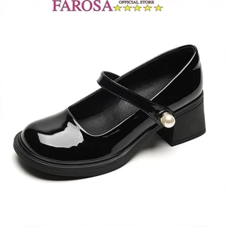 Giày Lolita Nữ Quai hạt ngọc Ngọc FAROSA - V68 Giày búp bê nữ đế độn 5 phân 2 màu siêu hót