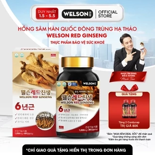 Thực phẩm bảo vệ sức khoẻ Hồng Sâm Hàn Quốc Đông Trùng Hạ Thảo Hỗ Trợ Tăng Cường Sức Đề Kháng Welson Red Ginseng 60 Viên