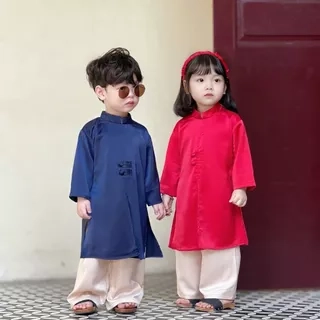 Áo Dài Bé Trai Bé Gái Xẻ Tà 2 Khuy Fbaby Mặc Lễ Tết, Đi Chơi Thiết Kế Mềm Mại Cao Cấp An Toàn Cho Bé Small Gift Big Love