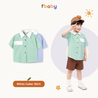 Áo sơ mi cộc bé trai kẻ phối cổ trắng Fbaby FB009
