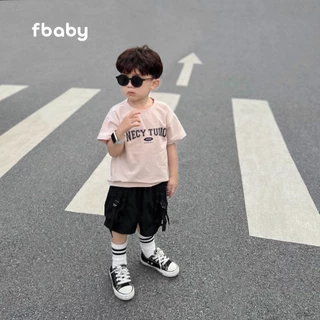 Áo thun cộc bé trai bé gái cotton in chữ Fbaby