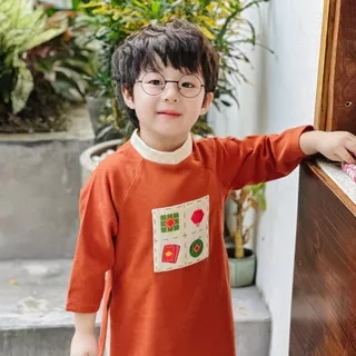 Bộ áo dài bé trai in họa tiết truyền thống fbaby - FB0013
