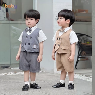 Bộ Gile Cộc Tay Bé Trai Fbaby 3 Khuy Kèm Áo Sơ Mi Và Nơ Set Bộ Công Tử Lịch Lãm, Sang Trọng Đi Tiệc, Đi Chơi, Thôi Nôi