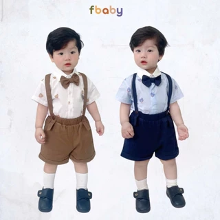 Set yếm Công Tử họa tiết gấu Thôi Nôi Fbaby Đi Chơi Dự Tiệc Aó Chất Liệu Thô Đũi Phối Quần Kaki Cho Bé Trai 6-17kg