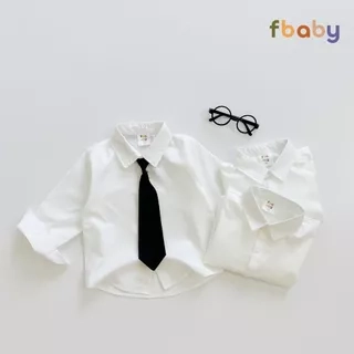 Sơ Mi Trơn Fbaby Màu Trắng Thiết Kế Thoáng Mát Không Kèm Nơ, Cavat