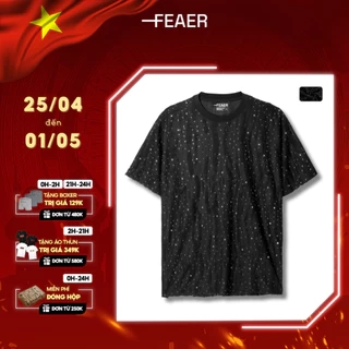Áo thun cổ tròn Bling, vải cotton hiệu ứng rách độc đáo, thấm hút tốt, co giãn nhẹ, đính hột lấp lánh, cá tính - FEAER
