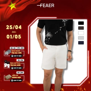 Quần short nam Fundamental vải kaki cá sấu lục giác, dây rút ẩn, co giãn nhẹ, thấm hút tốt, form trên gối tôn dáng-FEAER