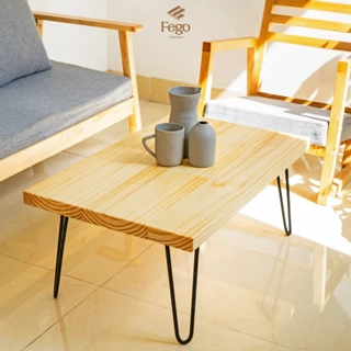 Bàn trà Sofa gỗ thông FEGO chân sắt hairpin chắc chắn, dày dặn dùng cho phòng khách