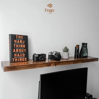 Kệ âm gắn tường gỗ thông tự nhiên FEGO đa năng decor phòng làm việc, phòng ngủ size 80-100-120cm