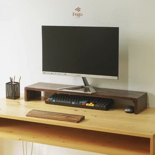 Kệ gỗ để màn hình máy tính, laptop FEGO màu tự nhiên cho bàn làm việc không cần lắp ráp