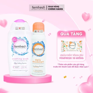 Combo Ngăn Ngừa Các Vấn Đề Phụ Khoa, DDVS Femfresh Soothing Wash & Xịt Thơm Mát Femfresh Deodorant Spray 125ml