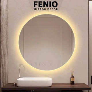 Gương led cảm ứng FENIO hình tròn treo tường nhà tắm decor phòng ngủ bàn trang điểm