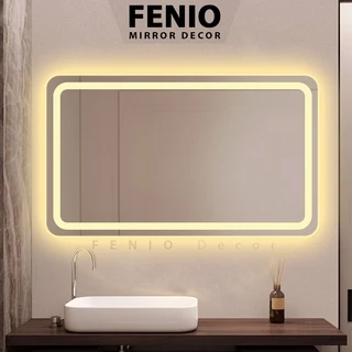 Gương led cảm ứng hình chữ nhật FENIO DECOR gương led viền treo tường nhà tắm spa tiệm nail phòng ngủ