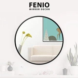 Gương treo tường nhà tắm FENIO hình tròn viền màu đen