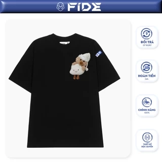Áo thun FIDE JoyBear unisex form rộng đính gấu local brand cổ tròn oversize - AT156 (Tặng gấu)