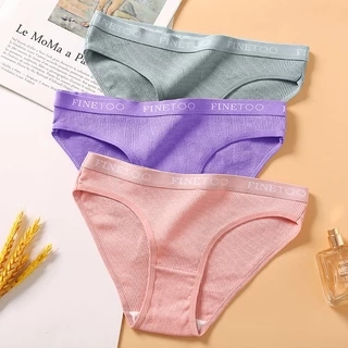 FINETOO Quần Lót cotton Mềm Mại Màu Trơn In Chữ Cho Nữ Màu Sắc