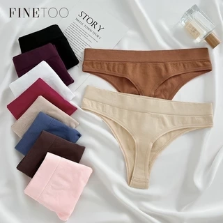 Finetoo Quần lót Cotton nữ giữa eo Quần lót chữ G mềm màu trơn