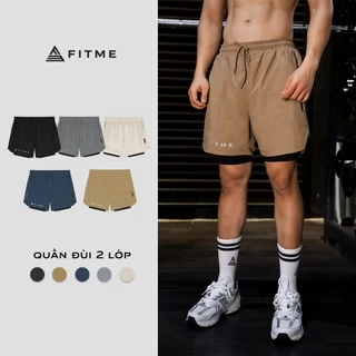 Quần đùi thể thao nam 2 lớp Fitme tập gym chạy bộ thun co giãn thoáng khí QN2L03
